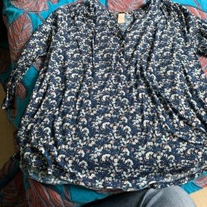Three quarter length sleeve floral top